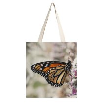 yanfind Great Martin Canvas Tote Bag Double Butterfly Insect Invertebrate Monarch Plant Flower Bee Honey Garden white-style1 38×41cm