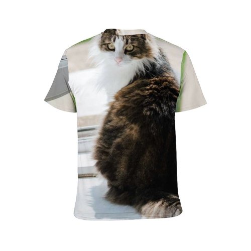 yanfind Adult Full Print T-shirts (men And Women) Adorable Attentive Blurred Carnivore Carpet Cat Charming Concentrate Cute Door Floor Fluffy