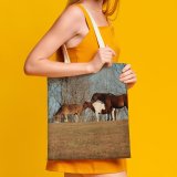 yanfind Great Martin Canvas Tote Bag Double Field Grassland Outdoors Horse Countryside Farm Rural Pasture Meadow Ranch Grazing Land white-style1 38×41cm