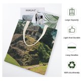 yanfind Great Martin Canvas Tote Bag Double Field Grassland Outdoors Palenque Chis Mexico Mound Slope Grass Plant white-style1 38×41cm