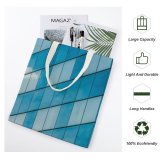 yanfind Great Martin Canvas Tote Bag Double Building Wrocaw Poland Exterior Cloud Sky Mirror Wall Checkerboard Reflection Aqua white-style1 38×41cm