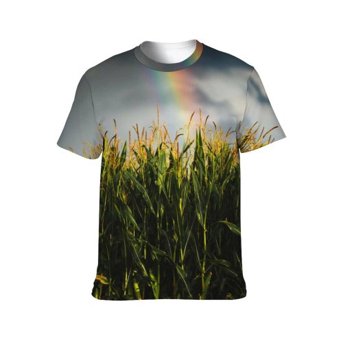 yanfind Adult Full Print T-shirts (men And Women) Agriculture Corn Crop Dark Clouds Sky Farm Field Growth Landscape Outdoors Overcast