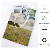 yanfind Great Martin Canvas Tote Bag Double Field Grassland Outdoors Countryside Farm Meadow Rural Sky Plant Flower Summer white-style1 38×41cm