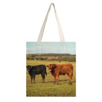 yanfind Great Martin Canvas Tote Bag Double Cow Cattle Field Grassland Outdoors Countryside Farm Pasture Rural Meadow Ranch Bull white-style1 38×41cm