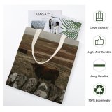 yanfind Great Martin Canvas Tote Bag Double Cow Cattle Sheep Bull Wildlife Outdoors Scotland Hills Uk Wildnerness white-style1 38×41cm