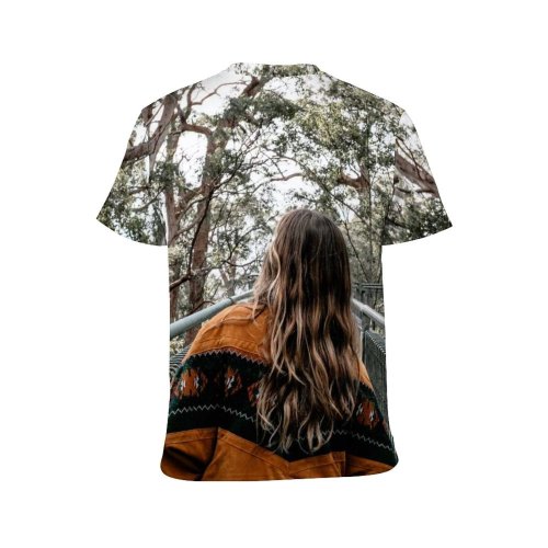 yanfind Adult Full Print T-shirts (men And Women) Admire Alone Anonymous Brunette Calm Casual Deciduous Faceless Female Flora Foliage