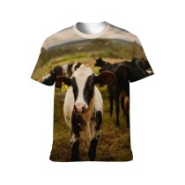 yanfind Adult Full Print T-shirts (men And Women) Agriculture Blurred Construction Country Countryside Cow Daylight Daytime Eat Farm Farmland