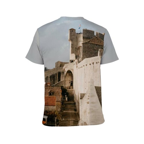 yanfind Adult Full Print T-shirts (men And Women) Aged Architecture Attract Brick Building Castle City Classic Cloudy Cobblestone Construction Space