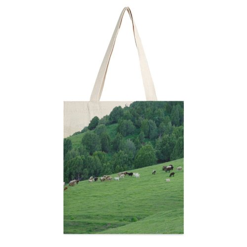 yanfind Great Martin Canvas Tote Bag Double Field Cattle Cow Grassland Outdoors Sheep Countryside Farm Grazing Meadow Pasture Ranch white-style1 38×41cm