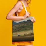 yanfind Great Martin Canvas Tote Bag Double Field Grassland Outdoors Siusi Slope Alpe Di Italy Countryside Mound Land Dolomiti white-style1 38×41cm