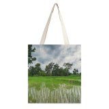 yanfind Great Martin Canvas Tote Bag Double Field Grassland Outdoors Countryside Paddy Plant Vegetation Hua Mueang Nong Bua white-style1 38×41cm