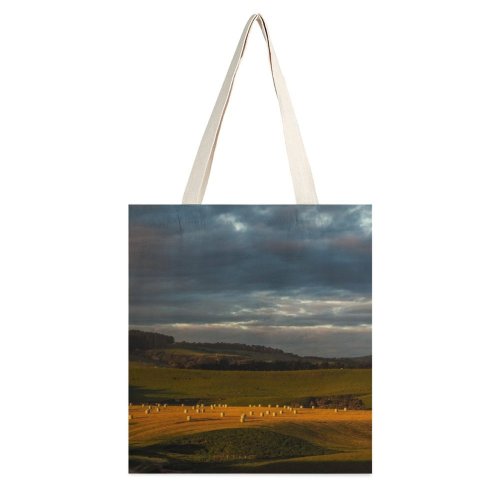 yanfind Great Martin Canvas Tote Bag Double Field Outdoors Grassland Countryside Scenery Rural Farm Meadow Ranch Pasture Grey white-style1 38×41cm