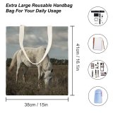 yanfind Great Martin Canvas Tote Bag Double Field Outdoors Grassland Horse Rural Countryside Farm Pasture Meadow Grazing Ranch Grey white-style1 38×41cm
