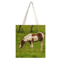 yanfind Great Martin Canvas Tote Bag Double Field Grassland Outdoors Pasture Horse Countryside Farm Rural Grazing Meadow Ranch Northern white-style1 38×41cm