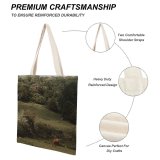 yanfind Great Martin Canvas Tote Bag Double Field Grassland Outdoors Countryside Farm Rural Meadow Horse Pasture Ranch France Grazing white-style1 38×41cm