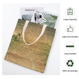 yanfind Great Martin Canvas Tote Bag Double Field Grassland Outdoors Sheep Countryside Farm Grazing Meadow Pasture Ranch Rural Antelope white-style1 38×41cm