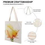 yanfind Great Martin Canvas Tote Bag Double Flower Plant Rose Petal Tulip Bloom Succulent Floral Botanical Bud Sprout white-style1 38×41cm