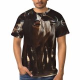yanfind Adult Full Print T-shirts (men And Women) Agriculture Farm Grass Grassland Milk Bull Cow Wildlife Pasture Horn Cattle