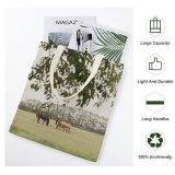 yanfind Great Martin Canvas Tote Bag Double Field Horse Grassland Outdoors Farm Countryside Rural Pasture Grazing Meadow Ranch Savanna white-style1 38×41cm