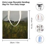 yanfind Great Martin Canvas Tote Bag Double Field Grassland Outdoors Grass Plant Faroe Islands Countryside Scenery Mound Plateau Farm white-style1 38×41cm