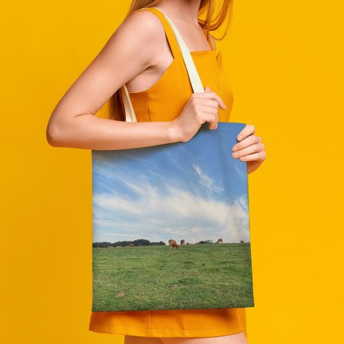 yanfind Great Martin Canvas Tote Bag Double Field Grassland Outdoors Countryside Cattle Cow Farm Rural Pasture Meadow Grass Étretat white-style1 38×41cm