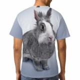 yanfind Adult Full Print T-shirts (men And Women) Adorable Cute Easter Fluffy Fur Grey Light Little Pet Portrait Rabbit