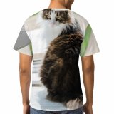 yanfind Adult Full Print T-shirts (men And Women) Adorable Attentive Blurred Carnivore Carpet Cat Charming Concentrate Cute Door Floor Fluffy