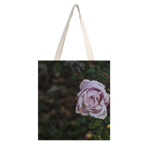 yanfind Great Martin Canvas Tote Bag Double Flower Plant Rose Geranium Pollen Grey Stock white-style1 38×41cm