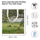 yanfind Great Martin Canvas Tote Bag Double Cow Cattle Field Grassland Outdoors Farm Grazing Countryside Pasture Ranch Rural Meadow white-style1 38×41cm