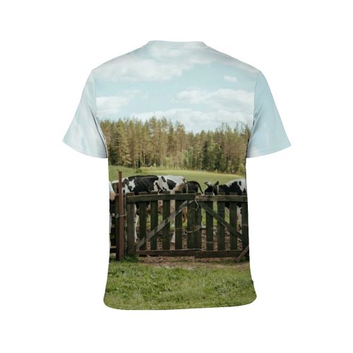 yanfind Adult Full Print T-shirts (men And Women) Agriculture Attractive Beef Bovine Bull Cattle Countryside Cow Dairy Farm Farming Fence