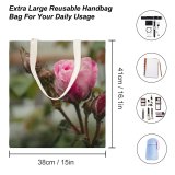 yanfind Great Martin Canvas Tote Bag Double Plant Flower Rose Geranium Bud Sprout Insect Hornet Andrena Bee white-style1 38×41cm
