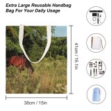 yanfind Great Martin Canvas Tote Bag Double Field Grassland Outdoors Horse Countryside Farm Rural Grazing Meadow Pasture Ranch Plant white-style1 38×41cm