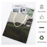 yanfind Great Martin Canvas Tote Bag Double Field Grassland Outdoors Plant Tree Mound Grass Countryside Slope Oak Vegetation white-style1 38×41cm