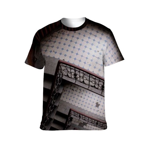 yanfind Adult Full Print T-shirts (men And Women) Aged Architecture Banister Chess Space Damaged Light Flight Stairs From Above Handrail