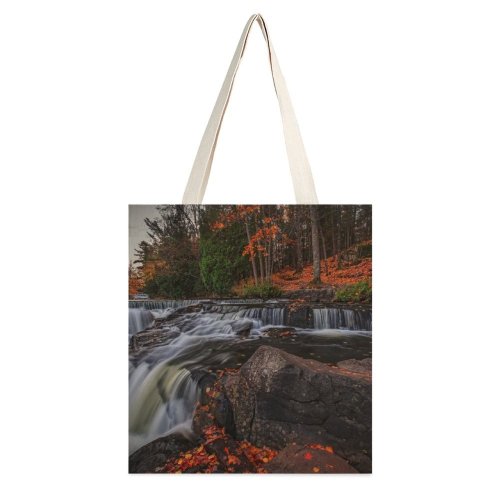 yanfind Great Martin Canvas Tote Bag Double Creek Outdoors Bond Falls Waterfalls Trout United States River Waterfall Flora white-style1 38×41cm