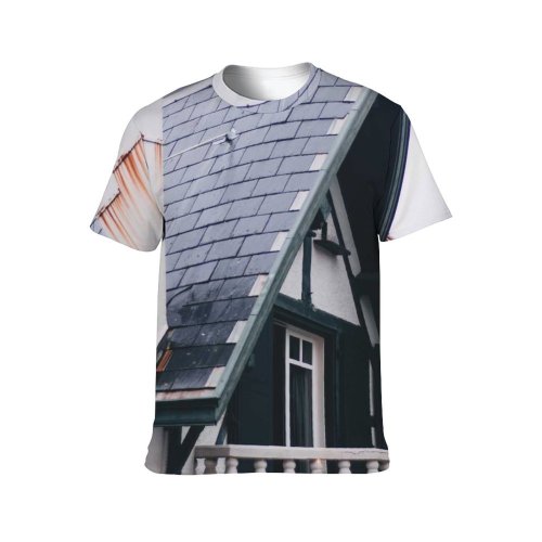 yanfind Adult Full Print T-shirts (men And Women) Aged Architecture Balcony Building Chimney City Construction Space Daytime Decorative District Dwell