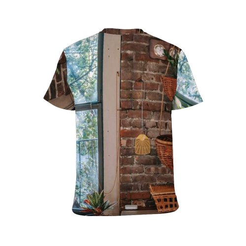 yanfind Adult Full Print T-shirts (men And Women) Accommodation Apartment Architecture Botany Brick Wall Calm Clayware Comfort Cottage Cozy Daylight