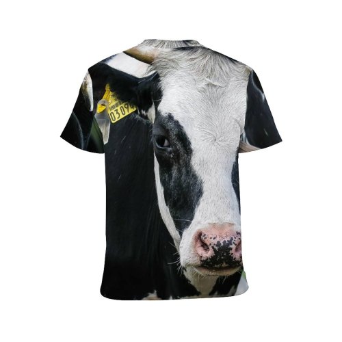 yanfind Adult Full Print T-shirts (men And Women) Agriculture Farm Grass Milk Portrait Cow Rural Farmland Pasture Dairy Cattle