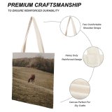 yanfind Great Martin Canvas Tote Bag Double Field Grassland Outdoors Countryside Farm Rural Grazing Meadow Pasture Ranch Horse France white-style1 38×41cm