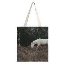 yanfind Great Martin Canvas Tote Bag Double Field Grassland Outdoors Countryside Farm Rural Grazing Meadow Pasture Ranch Sheep Horse white-style1 38×41cm