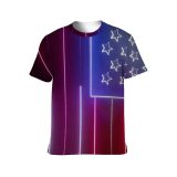 yanfind Adult Full Print T-shirts (men And Women) 4th July Creative Democracy Flag Fourth Futuristic Independence 4 Jul National Neon