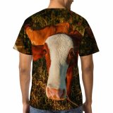 yanfind Adult Full Print T-shirts (men And Women) Agriculture Cattle Countryside Cow Creature Curious Dawn Ear Evening Farm Farmland Fauna
