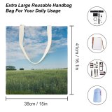 yanfind Great Martin Canvas Tote Bag Double Field Grassland Outdoors Countryside Grass Plant Land Farm Rural Meadow Landscape Scenery white-style1 38×41cm