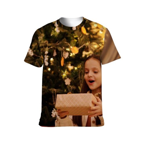 yanfind Adult Full Print T-shirts (men And Women) Adolescent Home Charming Cheerful Christmas Atmosphere Eve Present Season Time Tree