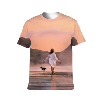 yanfind Adult Full Print T-shirts (men And Women) Anonymous Barefoot Bay Beach Carefree Cliff Coastline Dawn Dog Evening Faceless Female