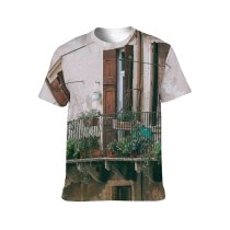 yanfind Adult Full Print T-shirts (men And Women) Aged Architecture Balcony Building Construction Decor Detail District Door Dwell Empty Estate