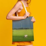 yanfind Great Martin Canvas Tote Bag Double Cow Cattle Field Grassland Outdoors Grass Plant Meadow Machine Engine Motor Countryside white-style1 38×41cm