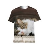 yanfind Adult Full Print T-shirts (men And Women) Adorable Attentive Blurred Calm Carnivore Cat Charming Comfort Concentrate Cute Enjoy