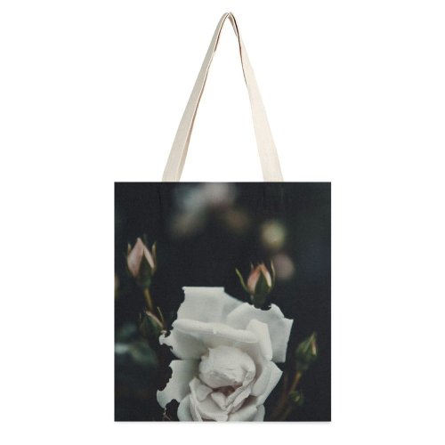 yanfind Great Martin Canvas Tote Bag Double Flower Plant Rose Grey Petal Public Domain white-style1 38×41cm