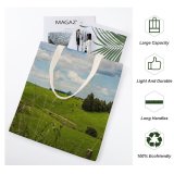 yanfind Great Martin Canvas Tote Bag Double Field Grassland Outdoors Farm Countryside Rural Meadow Pasture Ranch Grazing Farming Sky white-style1 38×41cm